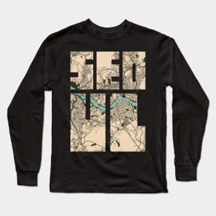 Seoul, South Korea City Map Typography - Vintage Long Sleeve T-Shirt